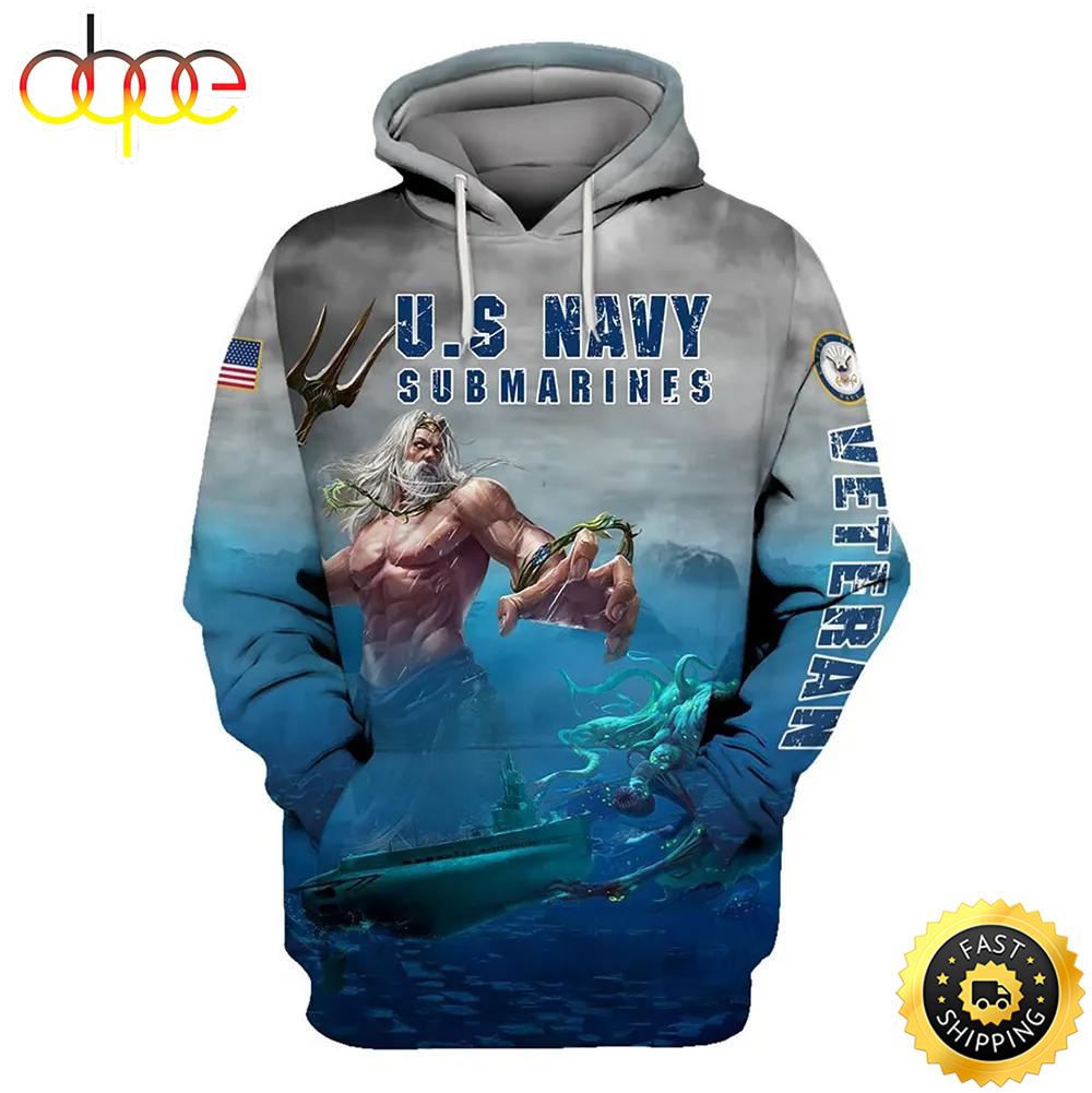 Veteran Military US Navy Submarines Veteran Poseidon 3D Hoodie All Over Printed
