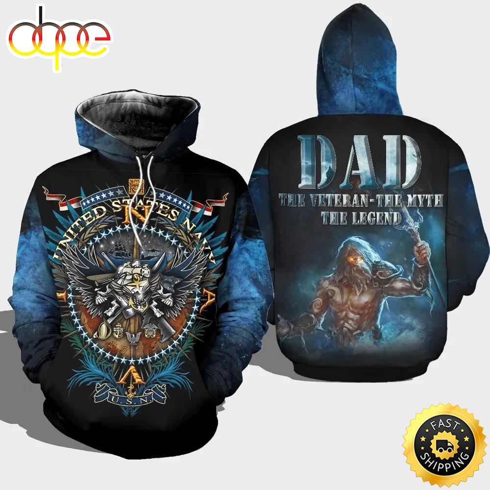 Veteran Navy Dad The Veteran Myth Legend 3D Hoodie All Over Printed