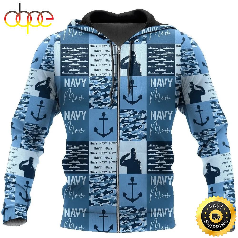 Veteran Navy Mom Camouflage Anchor 3D Hoodie All Over Printed