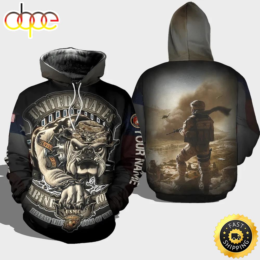 Veteran Release The Dog Of War USMC 3D Hoodie All Over Printed