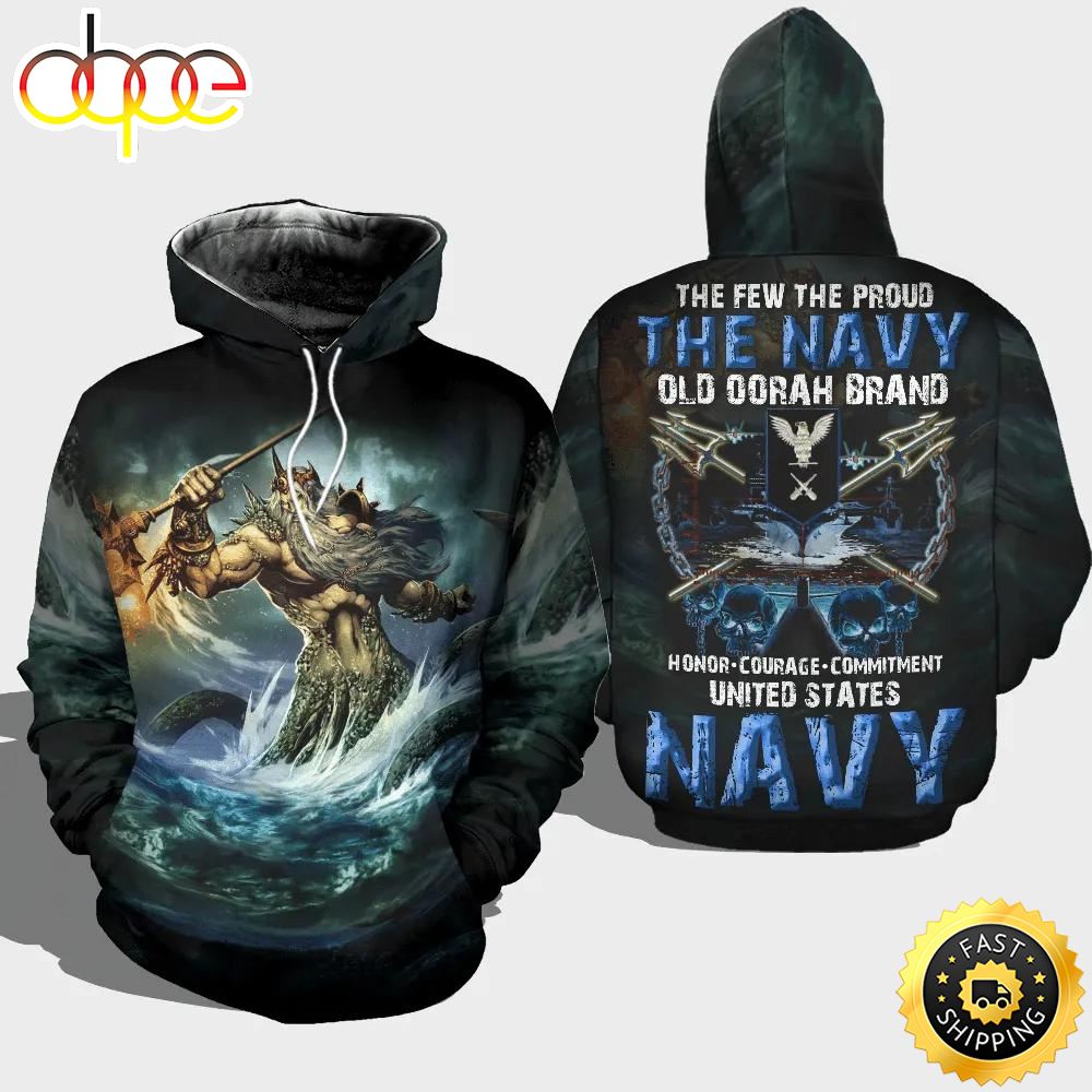 Veteran The Navy Old Brand Honor Courage Commitment 3D Hoodie All Over Printed