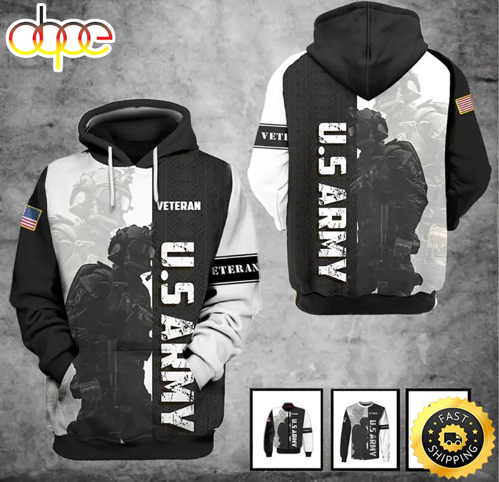 Veteran U.S Army Veteran Soldier Shadow 3D Hoodie All Over Printed