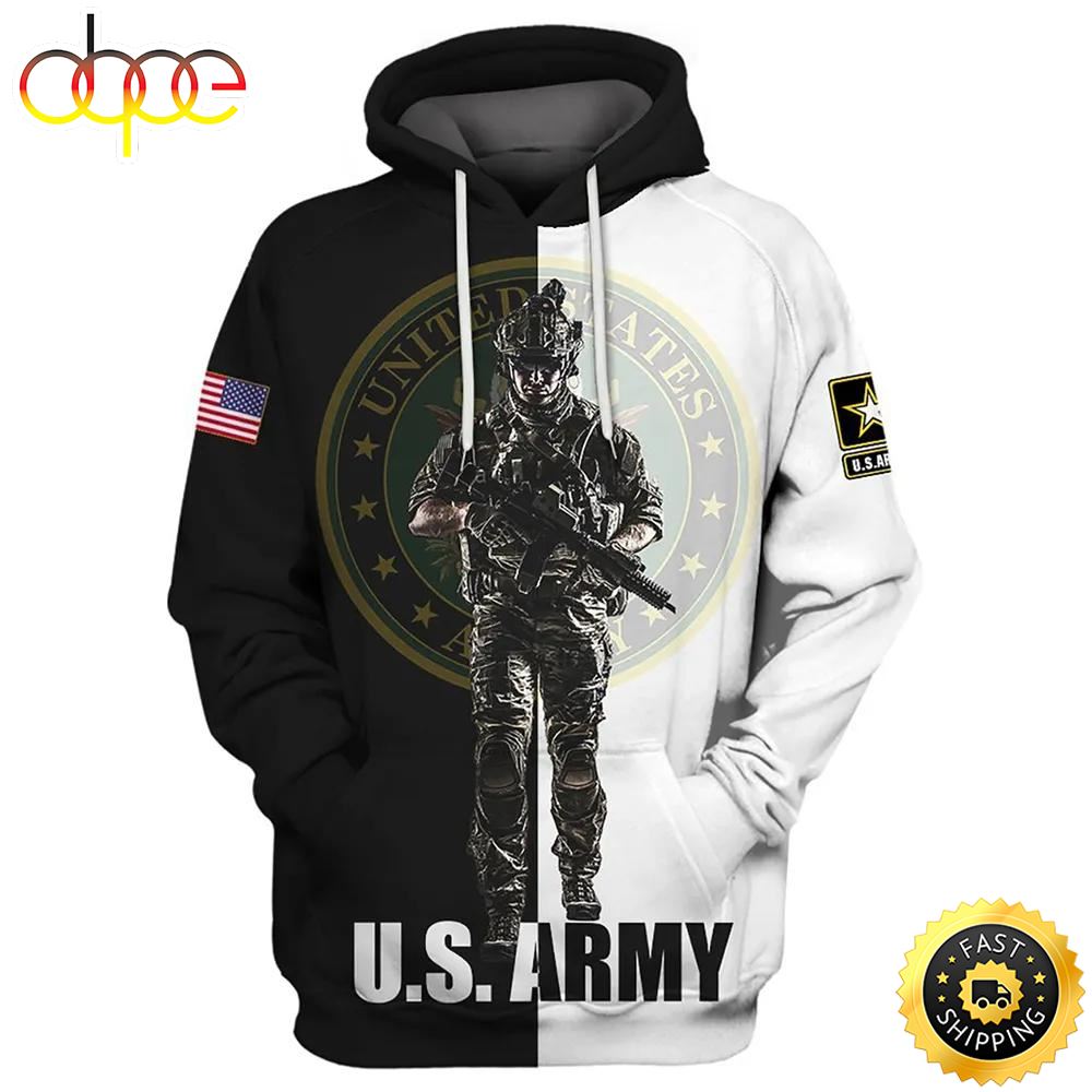 Veteran U.S Army Veteran Standing Alone 3D Hoodie All Over Printed