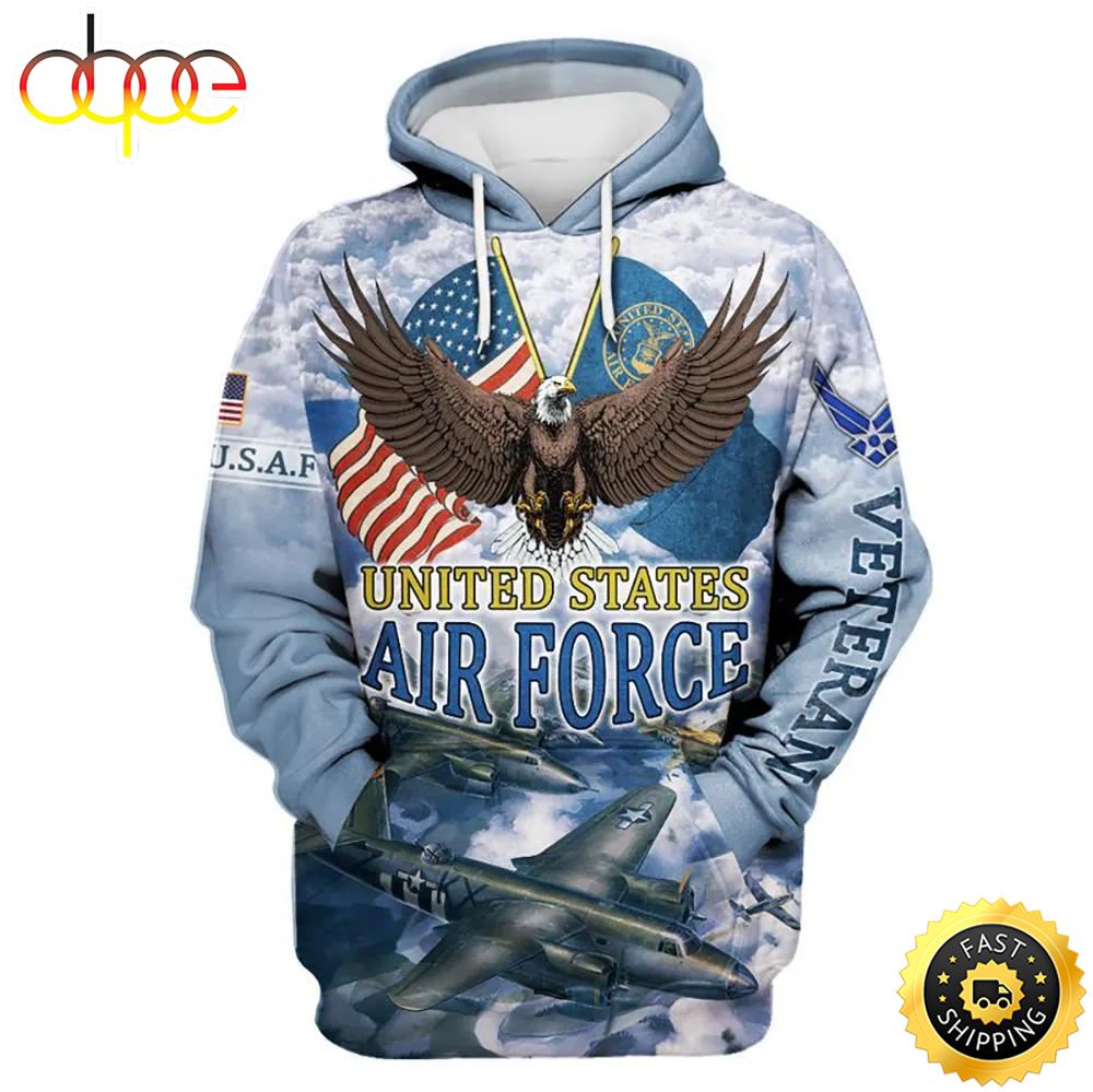 Veteran United States Air Force USAF Veteran 3D Hoodie All Over Printed