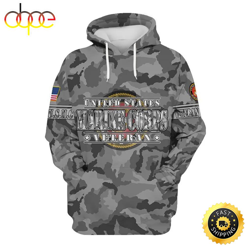 Veteran United States Marine Corps Veteran USMC 3D Hoodie All Over Printed