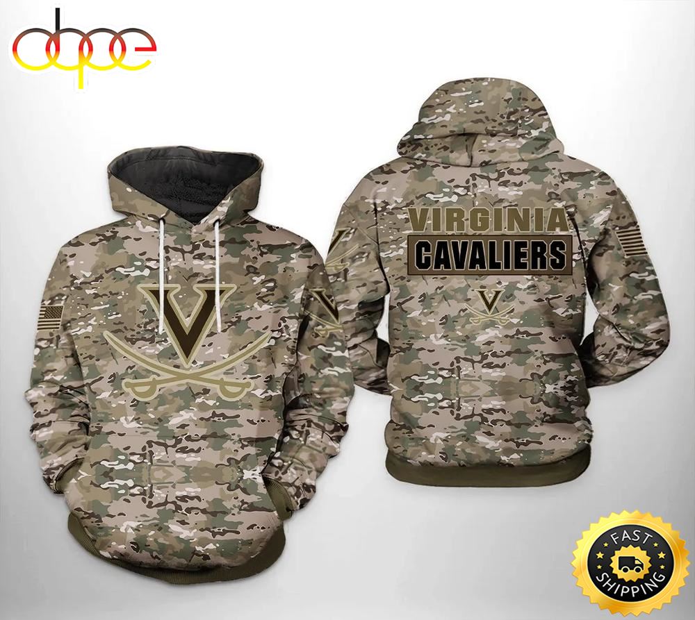 Virginia Cavaliers Camo Veteran 3D Hoodie Virginia Cavaliers Gift