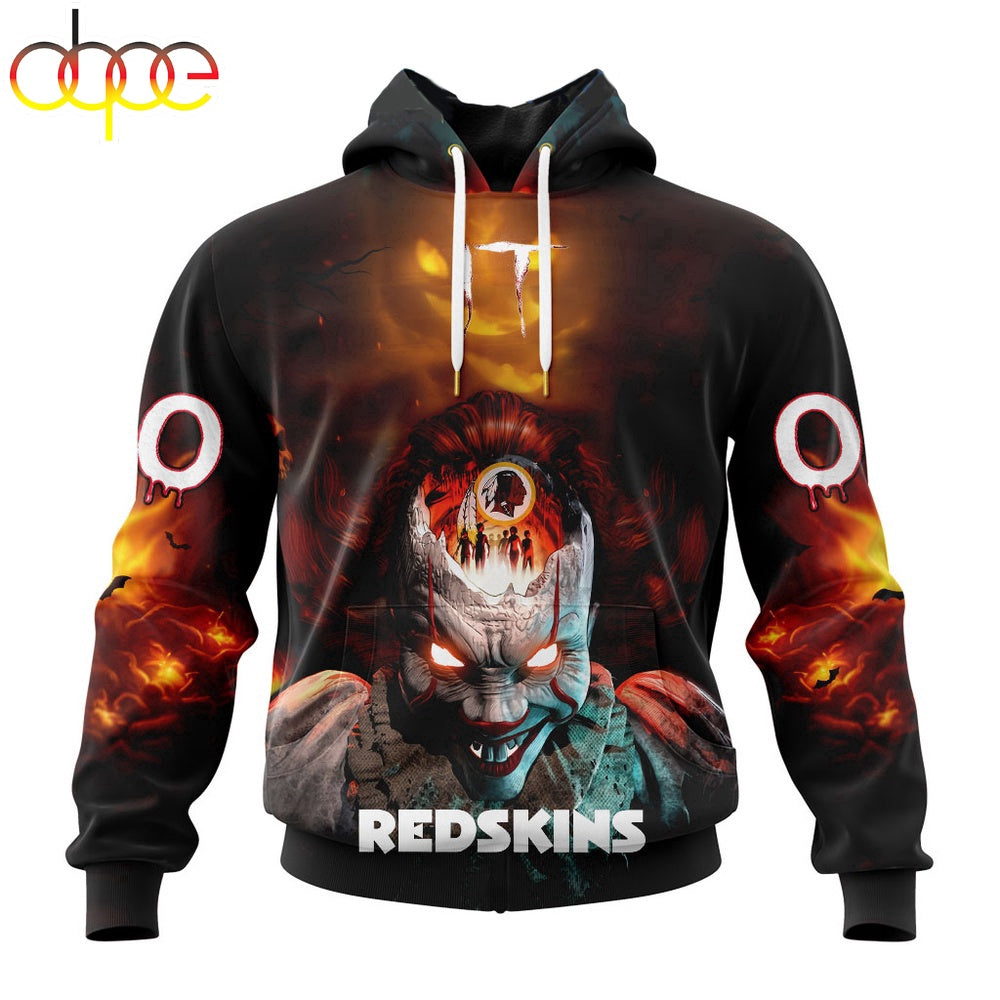 Custom Name And Number NFL Washington Commanders Halloween Badut Mematikan 3D Hoodie Shirt