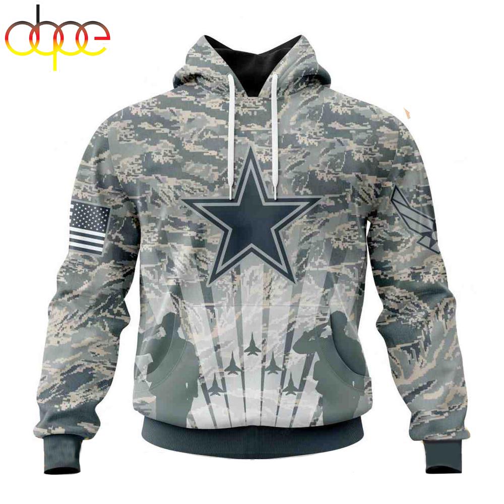 Custom Name And Number NFL Dallas Cowboys Honor US Air Force Veterans 3D Hoodie Shirt