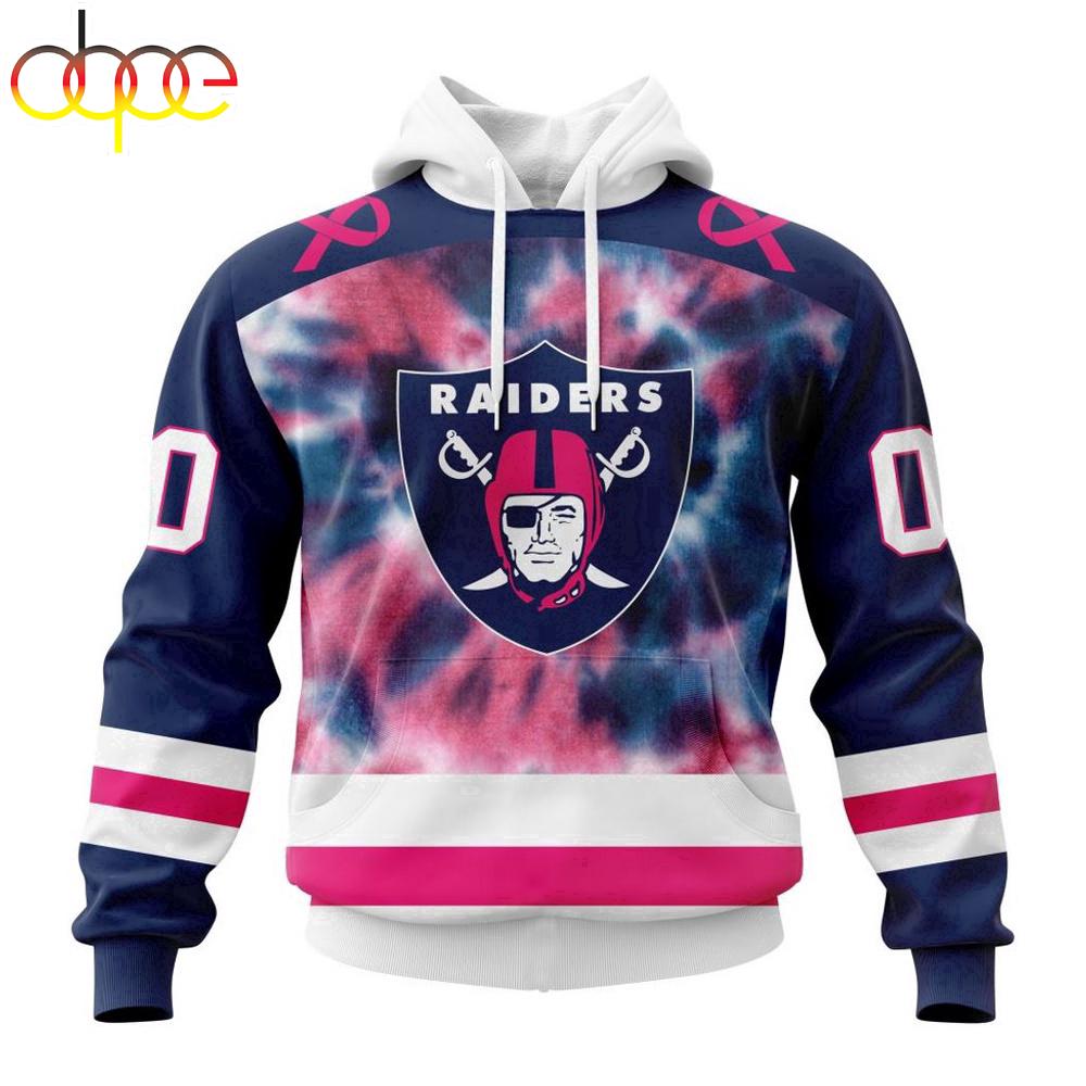 Custom Name And Number NFL Las Vegas Raiders Pink Fight Breast Cancer Hoodie