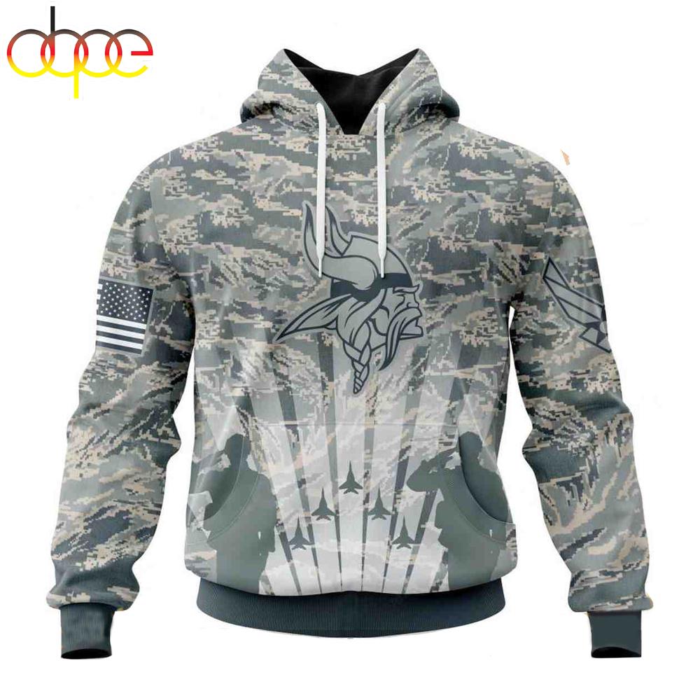 Custom Name And Number NFL Minnesota Vikings Honor US Air Force Veterans 3D Hoodie Shirt