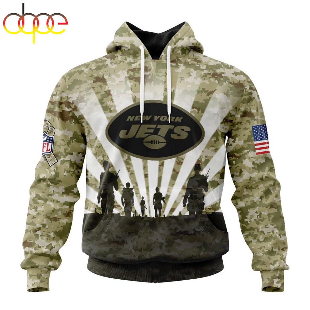 Custom Name And Number NFL New York Jets Salute To Service Honor Veterans Hoodie