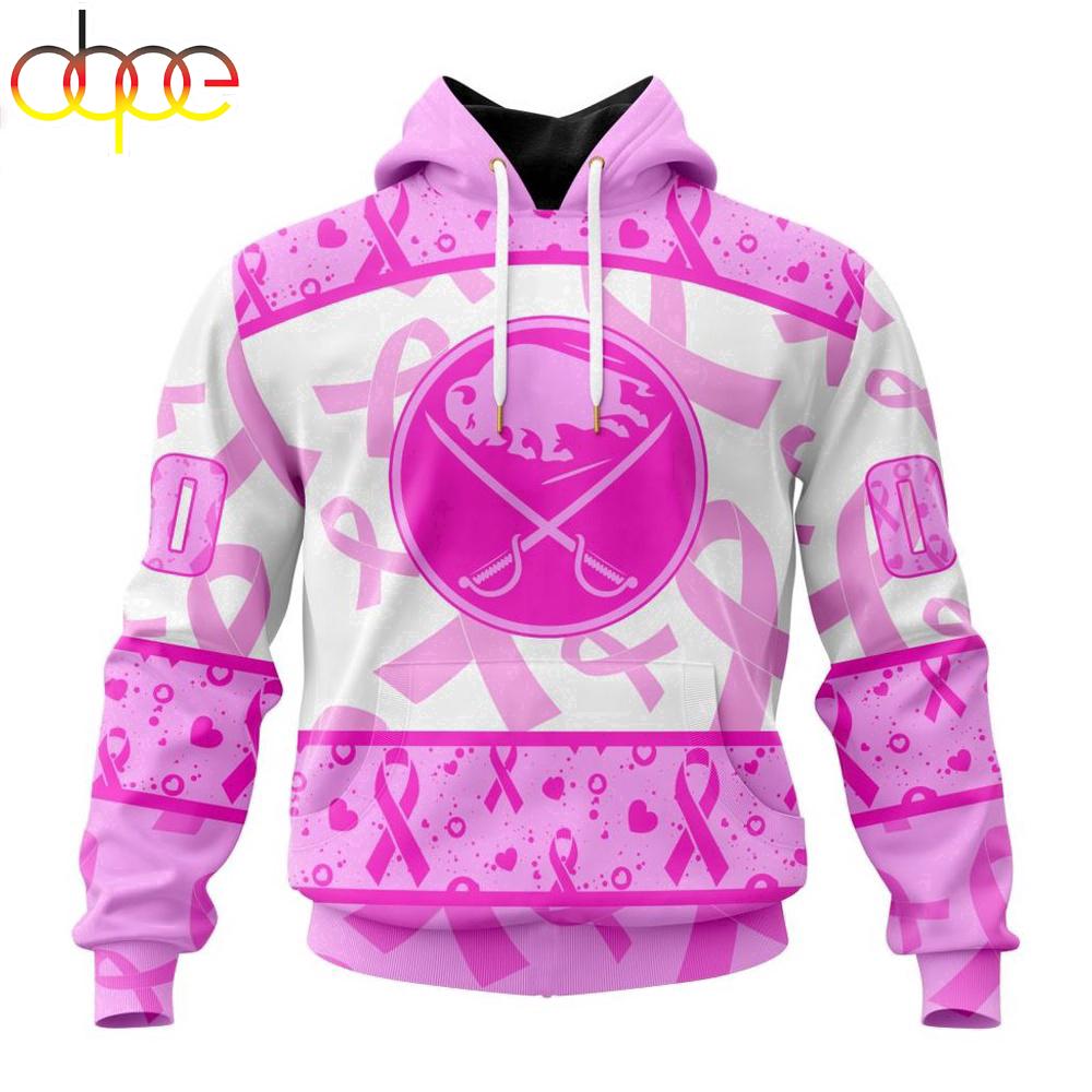 Custom Name And Number NHL Buffalo Sabres Pink October Breast Cancer Awareness 3D Hoodie