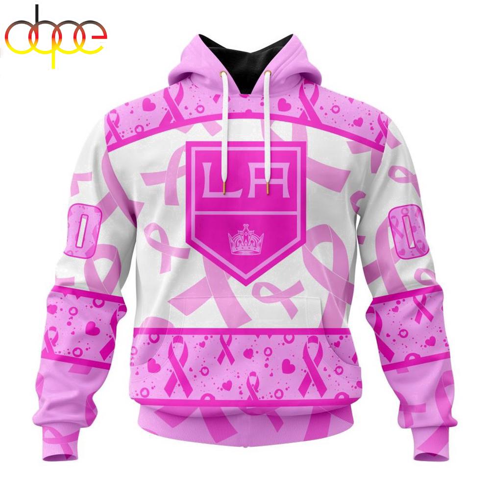 Custom Name And Number NHL Los Angeles Kings Pink October Breast Cancer Awareness 3D Hoodie