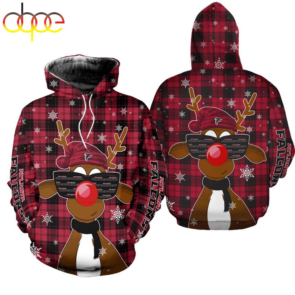 NFL Atlanta Falcons Christmas Reindeer Sunglasses All Over Print Hoodie Shirt