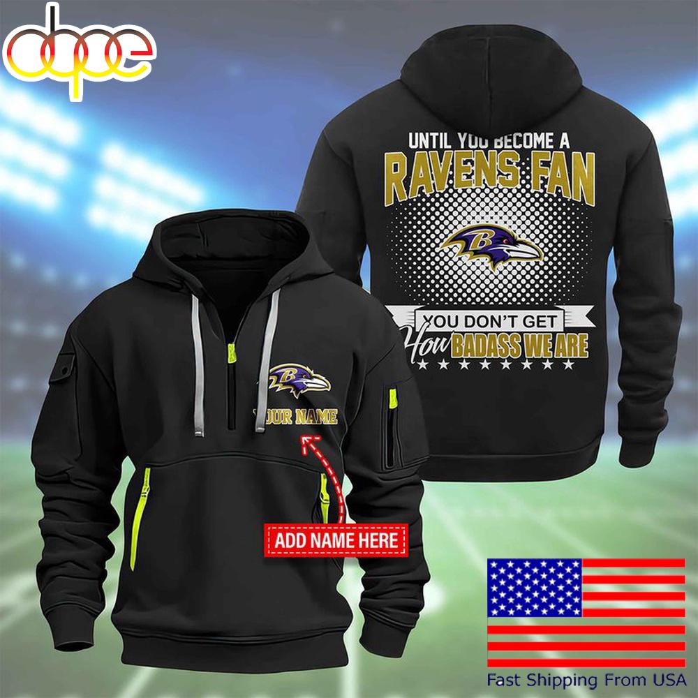 NFL Baltimore Ravens Super Bowl LIX Custom Name Limited Edition Quarter Zip Hoodie