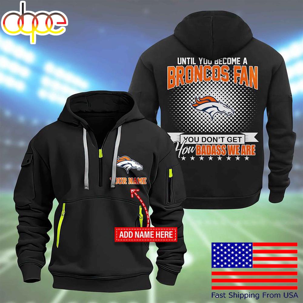 NFL Denver Broncos Super Bowl LIX Custom Name Limited Edition Quarter Zip Hoodie
