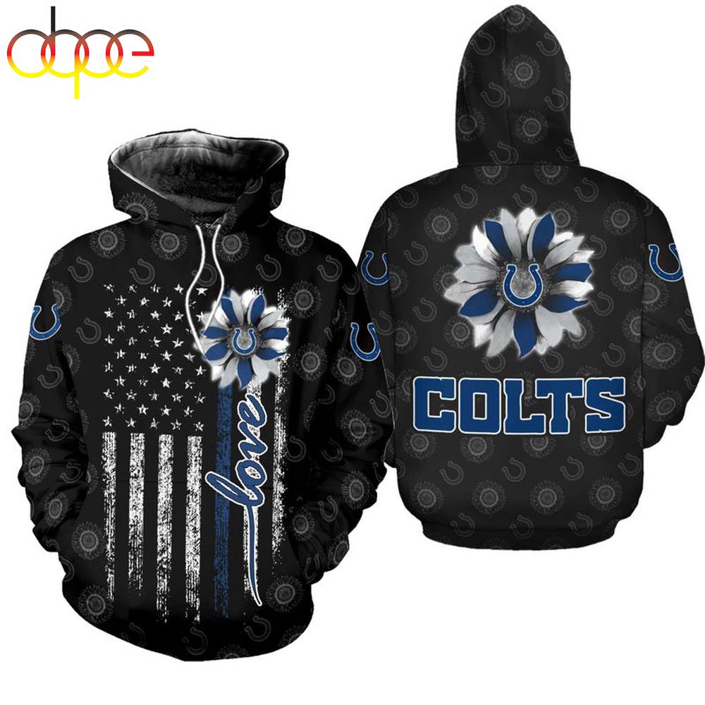 NFL Indianapolis Colts Sunflower All Over Print Hoodie Shirt