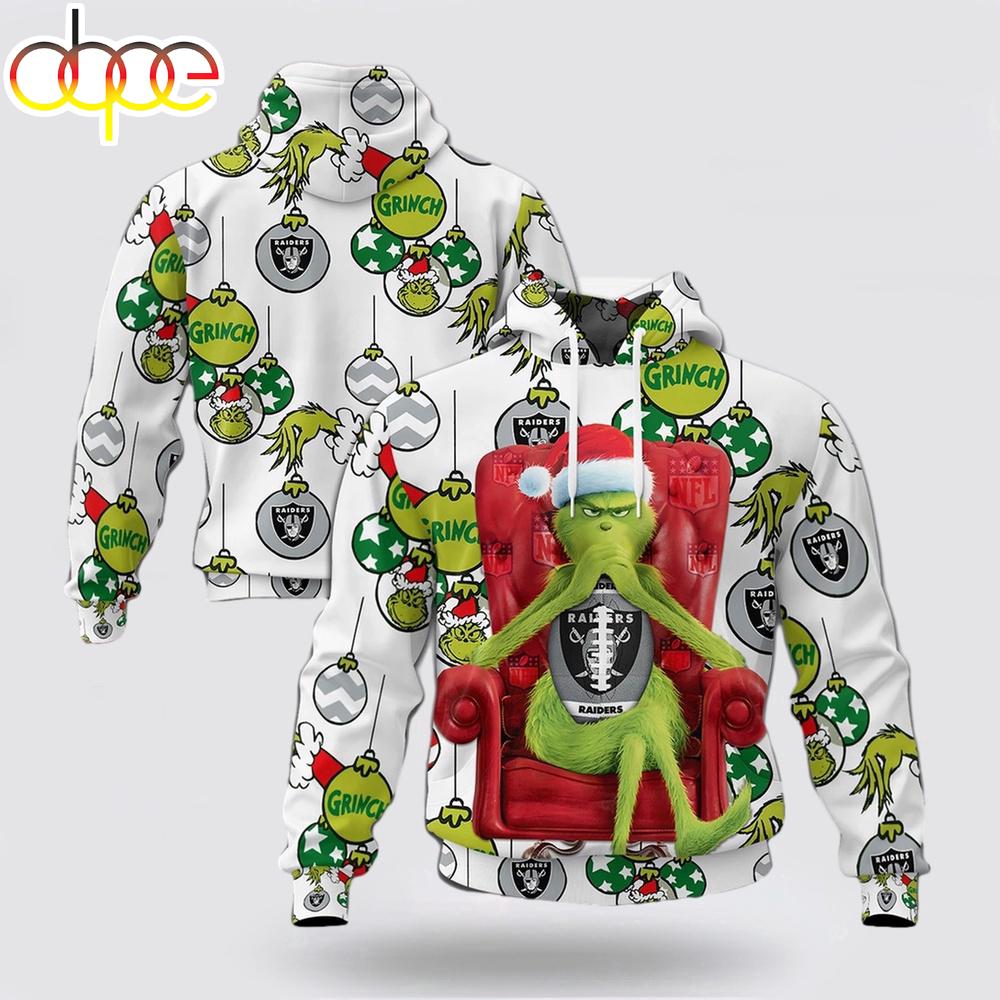 NFL Las Vegas Raiders Grinch Christmas All Over Print Hoodie Shirt
