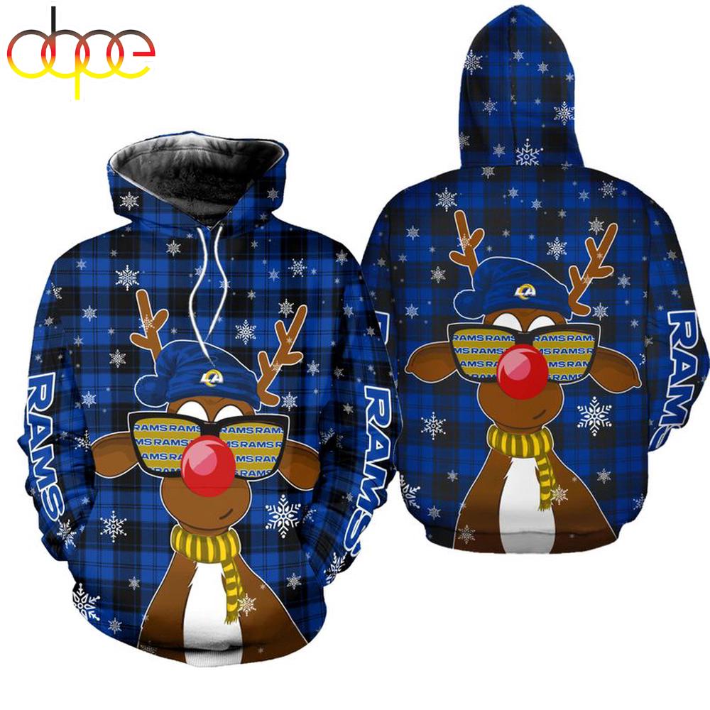 NFL Los Angeles Rams Christmas Reindeer Sunglasses All Over Print Hoodie Shirt