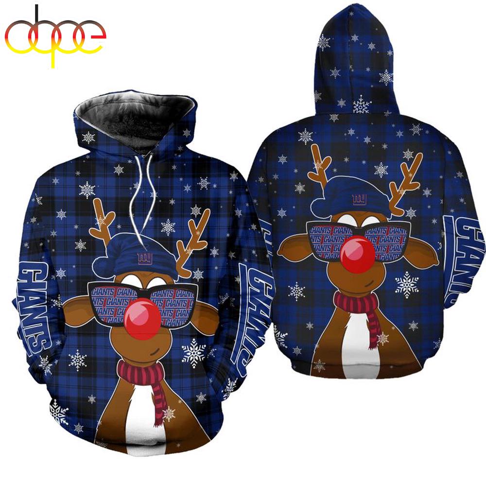 NFL New York Giants Christmas Reindeer Sunglasses All Over Print Hoodie Shirt